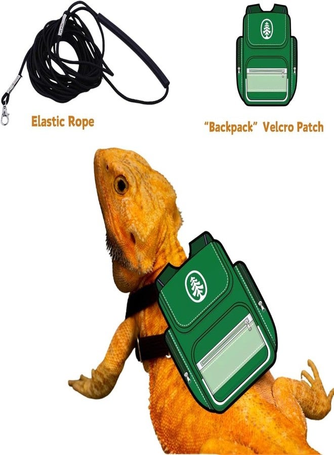 FORZENA Bearded Dragon Harness Leash Soft Leather Harness with Backpack Patch Adjustable Strap Outside Walk Training Leash for Reptile Lizard Amphibians (Grey) - Image 4